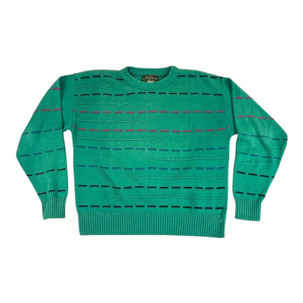Vtg Jack Nicklaus Sweater Mens M Green 90s Golf Cotton Dash Knit Made in USA 80s